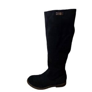 Nursace Tall Boots Women Sz 7.5 Suede Leather Knee Length Black‎ Zip Up Winter